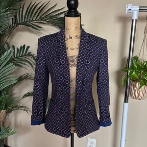 Express Navy and Red Patterned Blazer